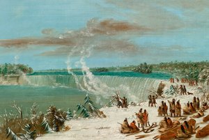 テーブルロックのナイアガラの滝周辺のポーテージ、1847〜48年 作： George Catlin